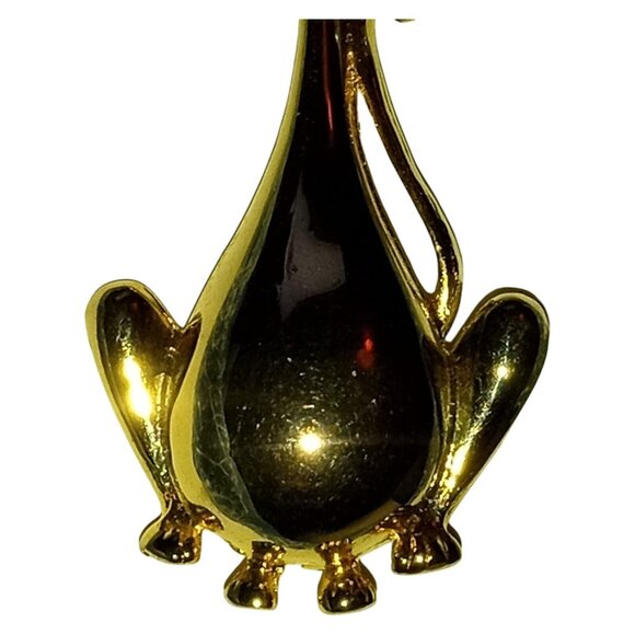 Vintage Gold Tone Cat Brooch Clear Rhinestone Eyes Long Neck Kitty Pin - Picture 5 of 9